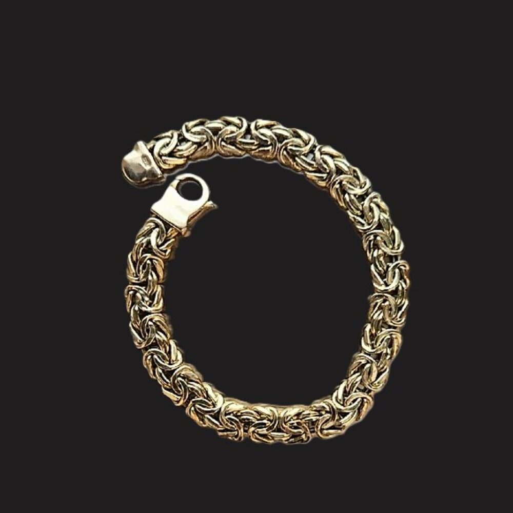 VINTAGE 14K YELLOW GOLD BYZANTINE CHAIN LINK BRACELET LOBSTER CLAW 7 INCHES